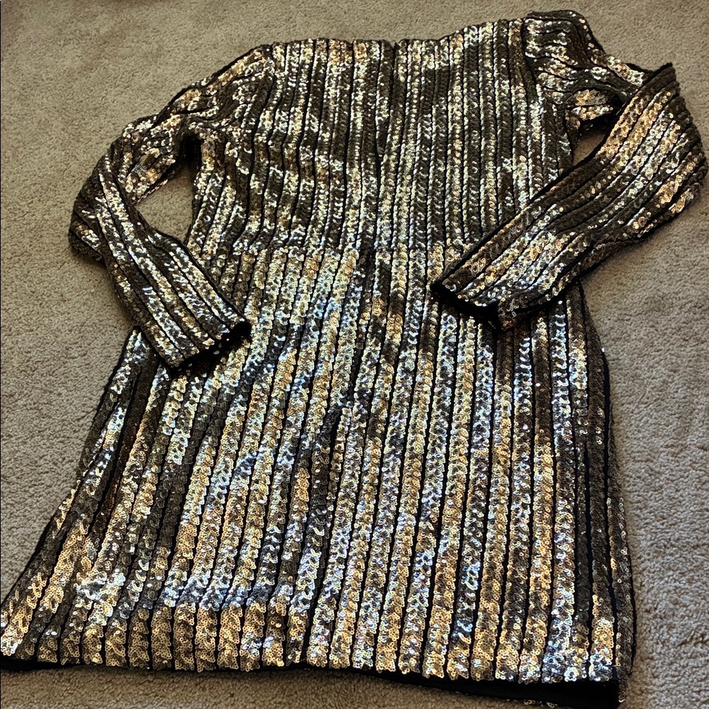 ✨ LULUS Drama Maker Gold & Silver Sequin Mini Dress - XL - Picture 6 of 7